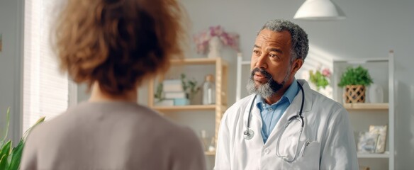Fototapeta premium The doctor conducting a consultation with a patient in a modern medical office