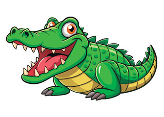 Fototapeta premium Cute cartoon crocodile smiling broadly.