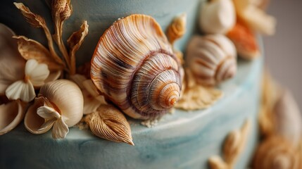 Beautiful seashell cake design idea for summer beach wedding party celebration inspiration and decoration