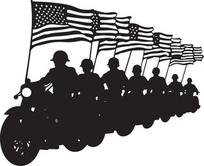 Veteran on Motorcycle with Flag &ndash; Memorial Day Tribute Silhouette Art

