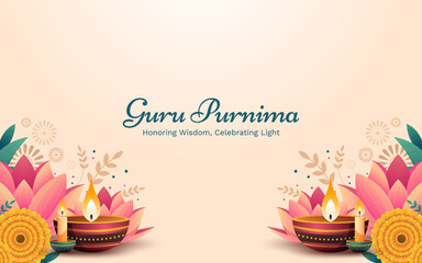 Guru Purnima Celebration Background with Candles