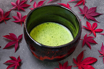 日本の茶道　茶碗と抹茶　日本の秋のイメージで　　
Japanese tea...