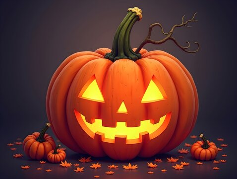 Halloween pumpkin on a web art illustration
