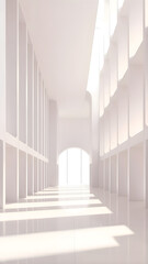 Obraz premium Minimalist Futuristic Architecture with Large Arched Entrance and Soft Light Reflection