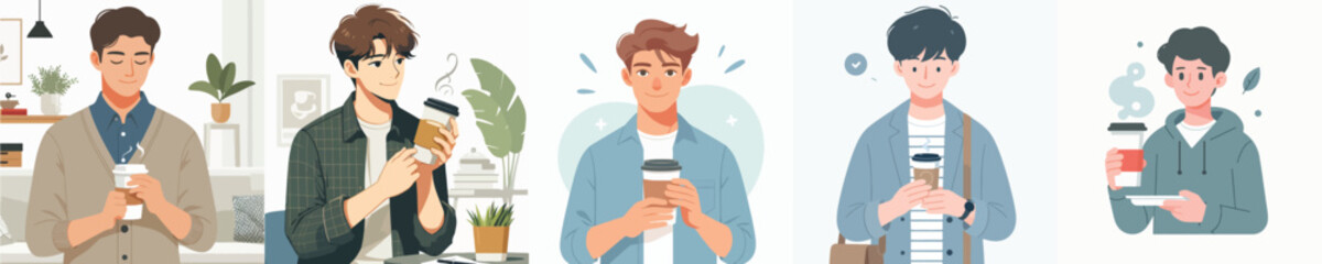 vector character holding coffee