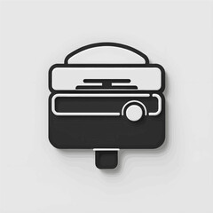 Rice Cooker Kitchen Appliance Icon. A minimalist 3D black and white icon of a rice cooker, perfect for designs related to kitchen appliances, cooking, Asian cuisine, or home living