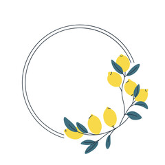 Decorative lemon round frame, perfect for summer designs
