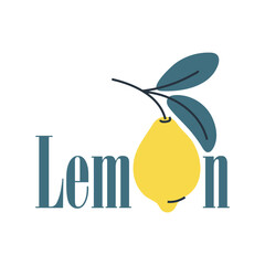 Simple lemon logo with natural botanical elements