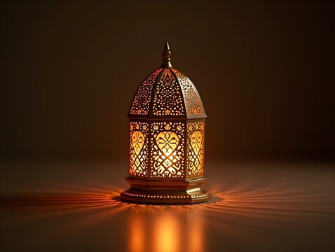 AI generated Arabic inspired metal lamp as a stunning tabletop centerpiece, eid and ramadan images