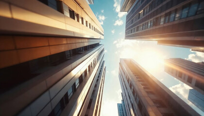 Illustration of perspective view of skyscrapers in the capital city