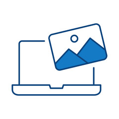 Laptop Blue Line Editable Stroke Icon. PC, Computer Functions, Settings, Technology, Security, Shopping, Wallet, Marketing, Promotion, Communication Collection Vector Illustration.