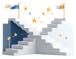 Dual Success Stairs with Arrow Elements, Transparent Background