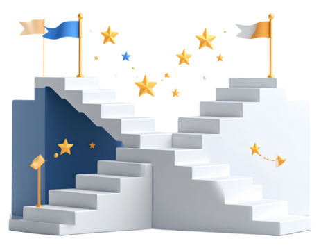 Dual Success Stairs with Arrow Elements, Transparent Background