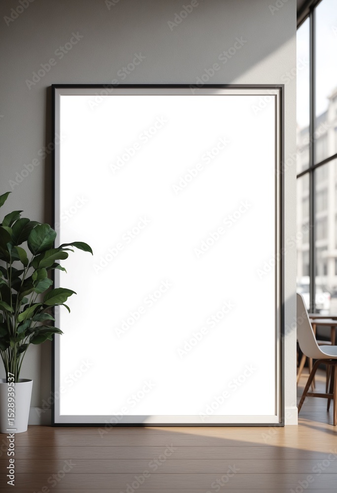 Poster modern office interior mockup with empty white poster template for display and promotion use