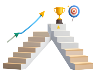 Two Abstract Climbing Steps Toward Success, Isolated PNG