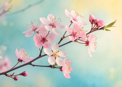 Delicate pink flowers soft pastel background
