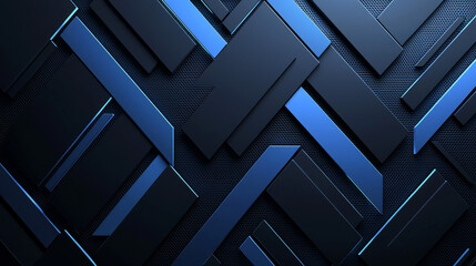 Fototapeta premium Sharp geometric layout with blue directional shapes over a deep background, reflecting contemporary tech aesthetics