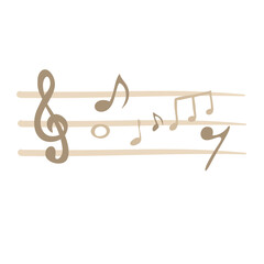 Music notes on wavy lines vector illustration