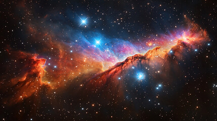 Starry Nebulae in Deep Space with Vibrant Cosmic Colors