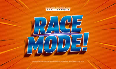 race mode editable text effect with a race and sport text style