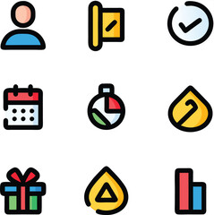 Business Icon Set Office Calendar Data Event Management Vector