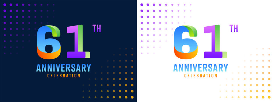 61th anniversary design, with colorful numbers on a white and black background