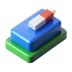 3d colorful block stack with popsicle isolated on white background