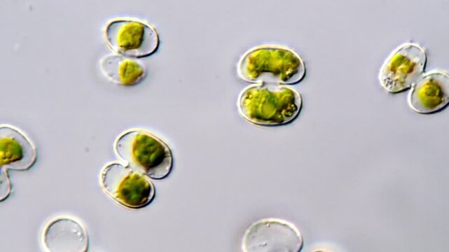 Cosmarium algae under microscopy view 1000x 