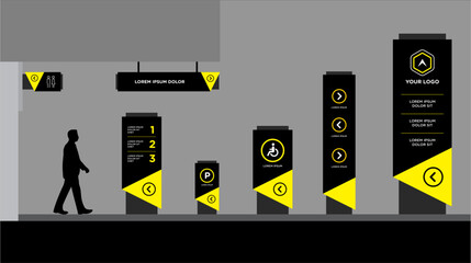 Exterior and interior signage template set corporate identity
