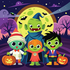 Halloween Cat Illustration with Spooky Colors and Classic Fonts for Design