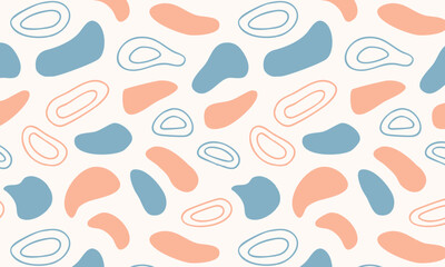 Minimalist abstract seamless pattern with organic shapes and outlines