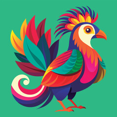 Obraz premium Vector illustration of a Colorful stylized rooster design.
