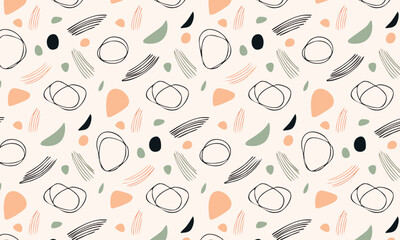 Artistic abstract seamless vector pattern with scribbled circles