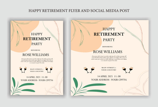 A set of Retirement party invitations, Vector illustration.
