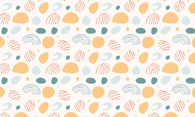 Bohemian abstract seamless pattern with hand-drawn rainbows