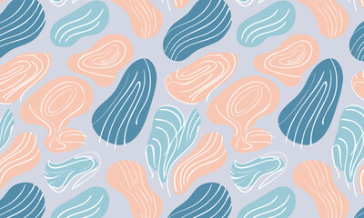 Fluid abstract seamless pattern with topographic organic shapes