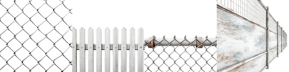 A chain link fence and gate with concrete and brick walls in a dilapidated graffiti covered urban setting