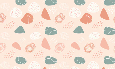 Modern abstract seamless pattern with textured pebbles