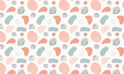 Playful abstract collage seamless pattern with scribbles and textures