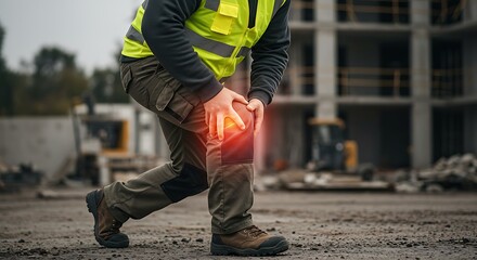 Construction Worker with Knee Injury on Building Site