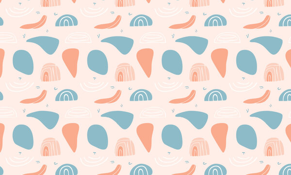 Fototapeta Bohemian abstract seamless pattern with hand-drawn rainbows