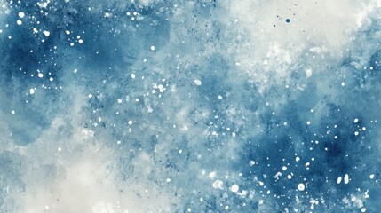 Obraz premium Watercolor design featuring a gradient of blue tones and gentle snow flurries, blending naturally across the canvas