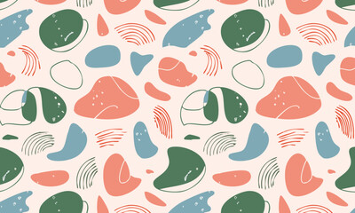 Artistic abstract collage seamless pattern with textures