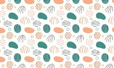 Hand-drawn abstract seamless pattern with textured circles