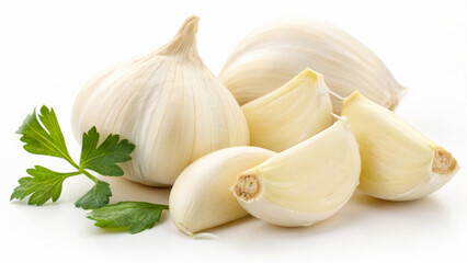 Garlic clove in white background, Garlic bulb in white background, Garlic in white background