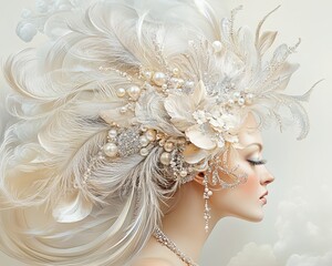 Elegant woman with artistic hair design.