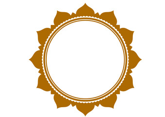 インド風の丸い飾りフレーム。花。太陽。