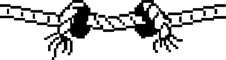 Pixelated hands gripping rope, conflict or teamwork concept black and white minimalist illustration, challenge and struggle