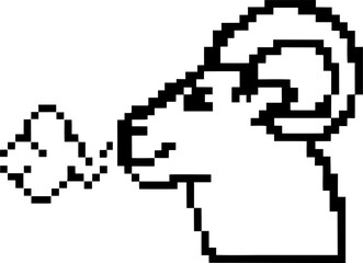 Fototapeta premium Pixel art ram icon facing left retro minimalist sheep with horns, digital animal mascot, 8 bit outline illustration