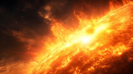 Close-up view of sun surface with violent activities.